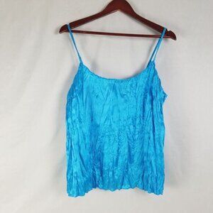Daisy Fuentes Shirt Women 2X Blue Camisole Top Adjustable Spaghetti Strap Blouse